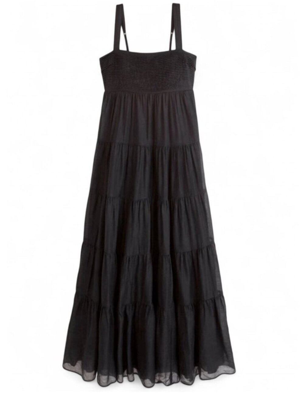 Abercrombie & Fitch Black Maxi Dress Summer Long Gown Smocked Tiered Classic, XL - Picture 8 of 8